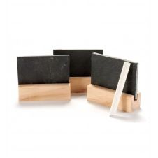 Set de 3 ardoises de table avec support en bois + craie