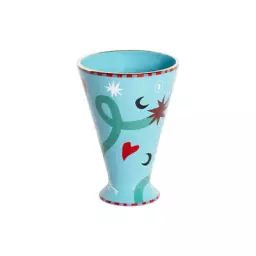 Vase Pangea en Céramique, Porcelaine – Couleur Bleu – 14 x 14 x 20 cm – Designer Pangea