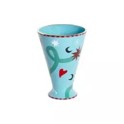 Vase Pangea en Céramique, Porcelaine – Couleur Bleu – 14 x 14 x 20 cm – Designer Pangea