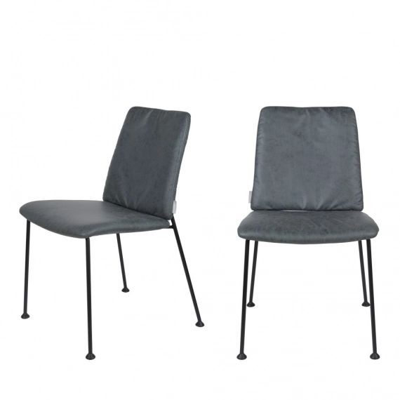 2 chaises en tissu micro-perforé bleu gris