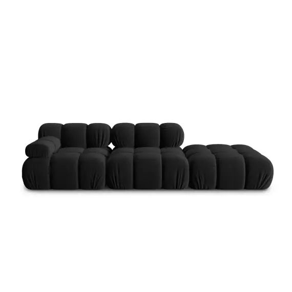 Canapé modulable droit 4 places en tissu velours noir