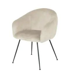 Chaise avec accoudoirs en velours beige cappuccino
