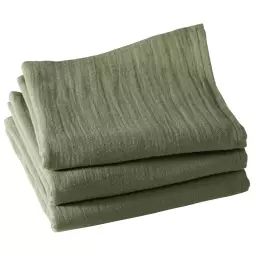 Lot de 3 serviettes de table 43×43 vert kaki en coton