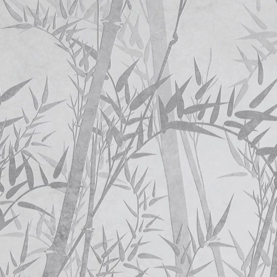 Papier peint panoramique Panorama bamboo lisse gris taupé intissé l.371 x H.280