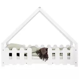 Lit cabane 90×200 sommier inclus – Blanc