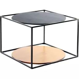 Table basse rectangulaire plateau bois noir l50cm