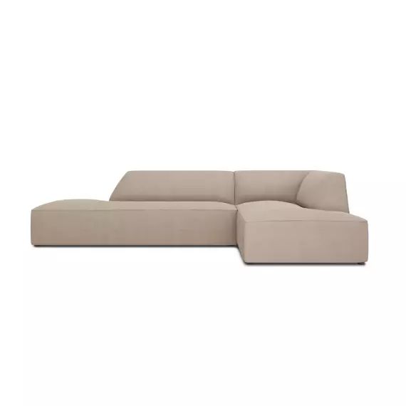 Canapé d’angle droit 4 places en tissu structurel beige foncé