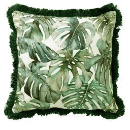Housse de coussin vert en velours-45×45 cm avec motif fleuri
