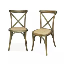 Lot de 2 chaises de bistrot en bois marron