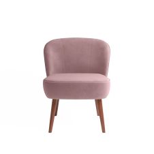 Petit fauteuil de salon en velours rose vintage