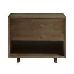 Table de chevet avec tiroir en bois en couleur marron
