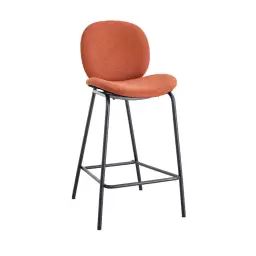 Bega – Lot de 2 chaises de bar en tissu et métal 65 cm – Couleur – Rouille