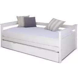 Pack Lit gigogne Izao avec matelas  Blanc 80×190 cm blanc