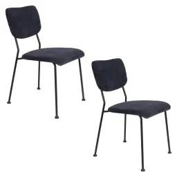 2 chaises en velours côtelé bleu marine