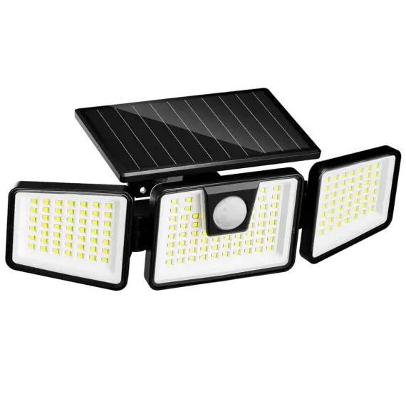 Spot solaire 3 têtes avec détecteur Plastique Noir 800LM