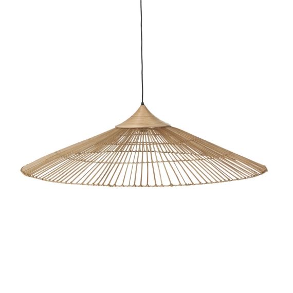 Suspension en rotin tressé assemblé main beige