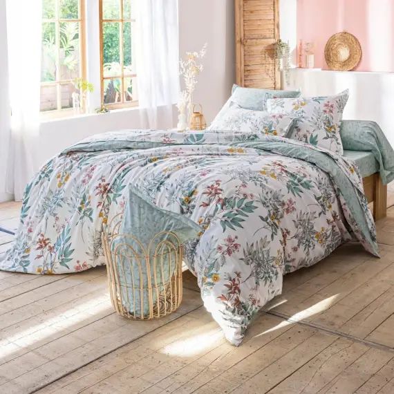 Housse de couette 240×260 verte en coton
