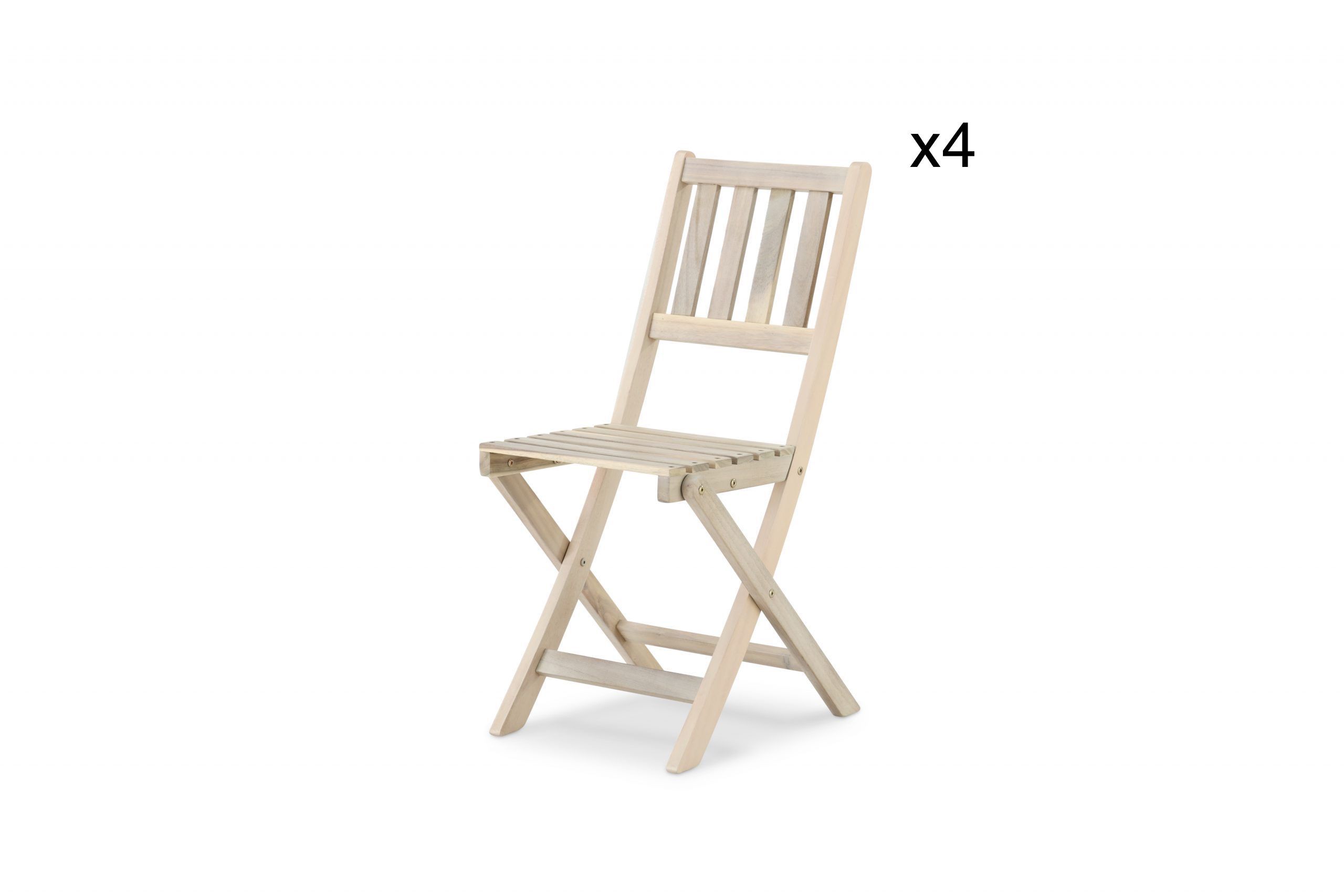 Lot de 4 chaises en bois pliables sans accoudoirs couleur claire