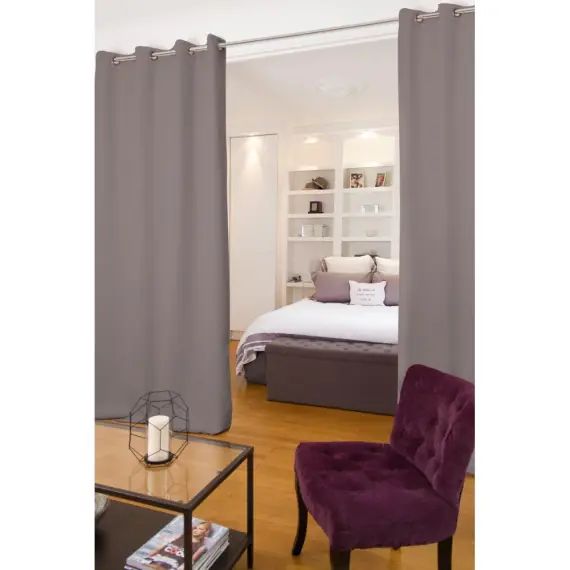 Rideau séparateur de pièce phonique thermique occultant gris 140×250