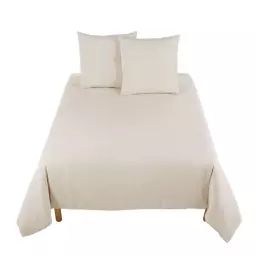 Parure de lit en lin lavé beige 240×260