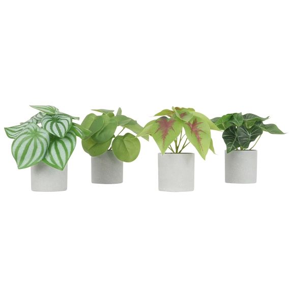 Set de 4 plantes artificielles toucher naturel 20cm vert