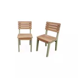 lot de 2 chaises en bois pour enfant, vert de gris