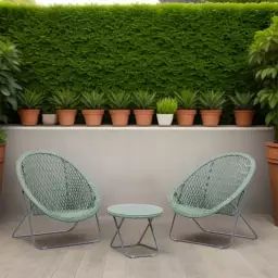 Salon de jardin en polyrésine et métal kent (lot de 3) vert