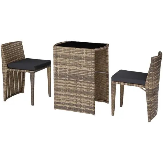 Salon de jardin HAMBOURG 2 places en aluminium marron naturel