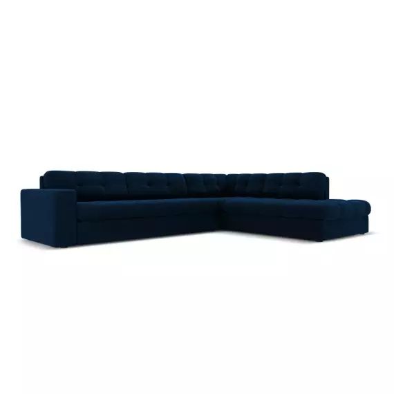 Canapé d’angle 5 places en velours bleu roi