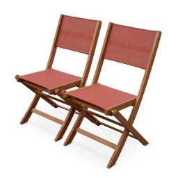 Lot de 2 chaises de jardin en bois terracotta