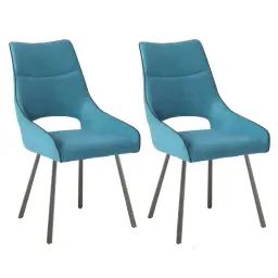 Lot  de 2 chaises tissu coloris bleu