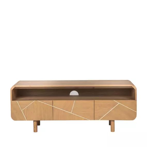 Copen – Meuble TV 3 portes en bois L130cm – Couleur – Bois clair