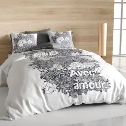 Parure de lit 2 personnes Avec amour avec housse de couette et taies