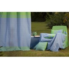 TANGER – Rideau ajustable coton rayures vert et bleu 140 x 250 à 280
