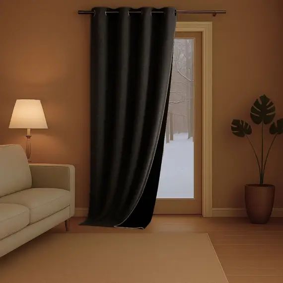 Rideau thermique aspect velours 140x260cm Noir