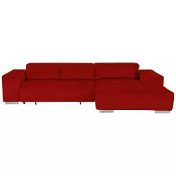 Canapé d’angle droit relax électrique 4 places ORION coloris rouge