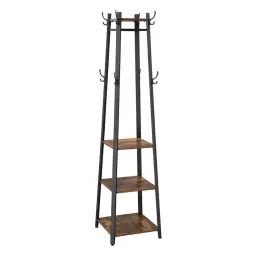 Porte-manteau avec étagères à 3 niveaux – L47,6 cm – Marron vintage