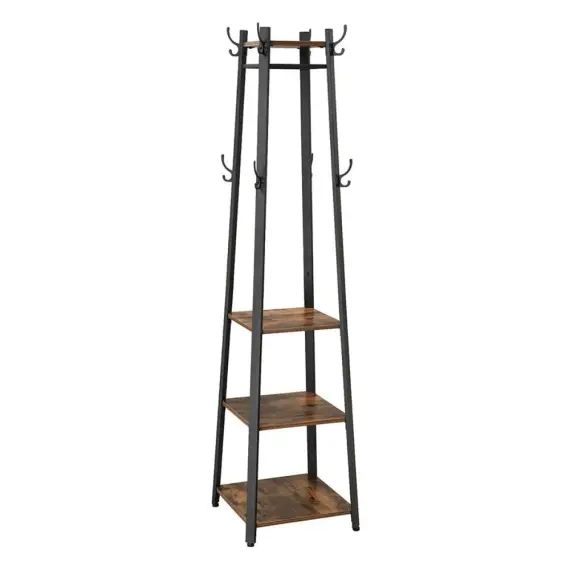 Porte-manteau avec étagères à 3 niveaux – L47,6 cm – Marron vintage