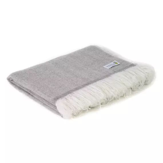 Plaid cachemire et laine grands chevrons marron glacé 130 x 230 cm