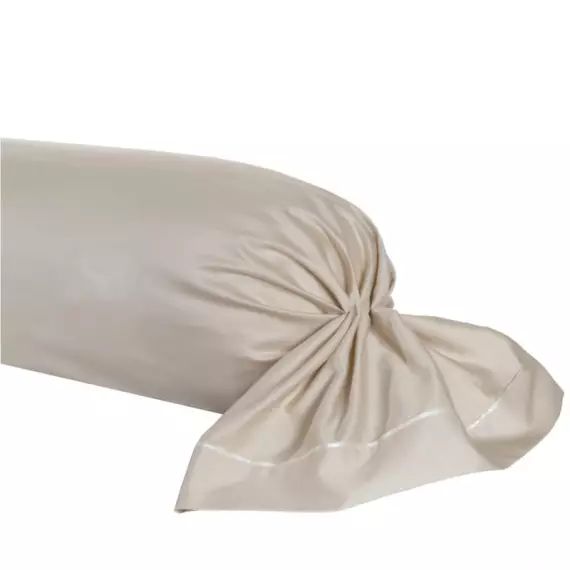 Taie de traversin en satin de coton marron biscuit 43×230