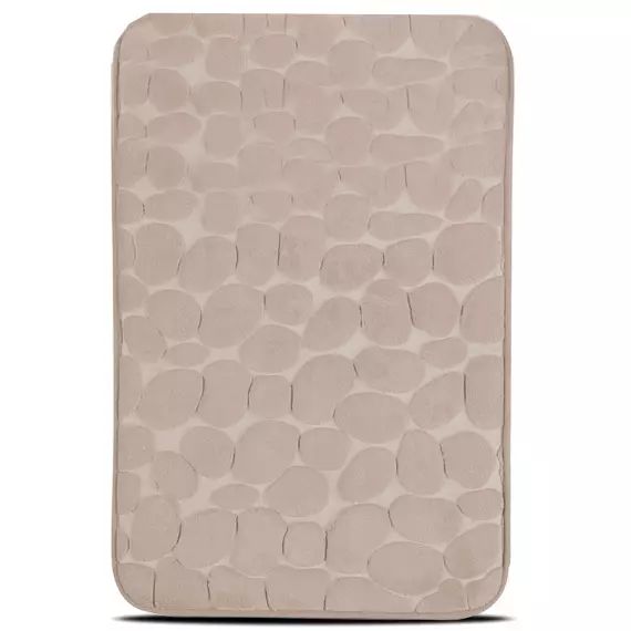 Tapis de bain mémoire de forme motifs galets taupe 60x40cm