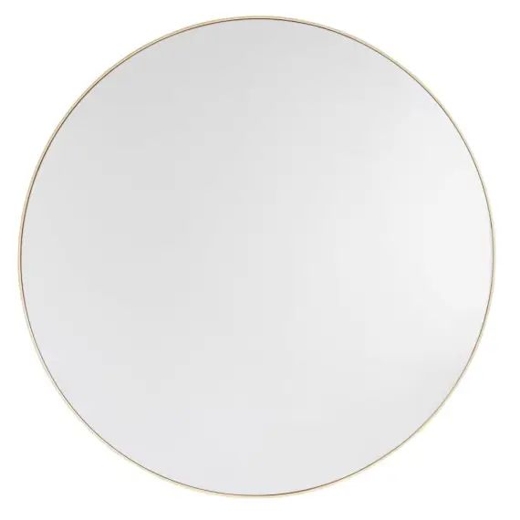 Miroir rond biseauté en métal doré D100