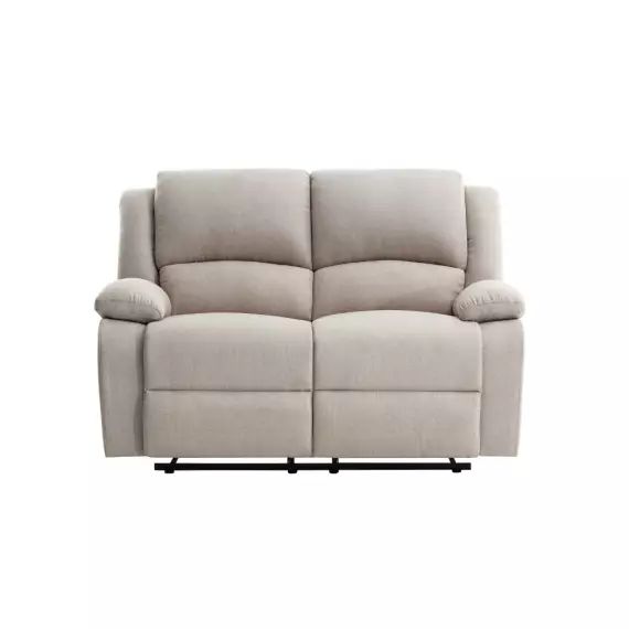 Canapé Relaxation manuel LEO 2 places en Tissu – Beige