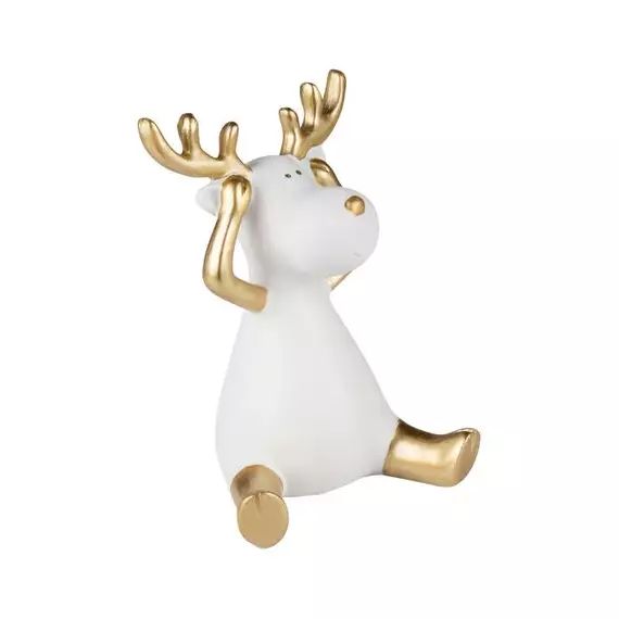 Statue Cerf H12 cm OPA Blanc