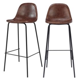 Chaise de bar 75 cm en cuir synthétique marron (lot de 2)