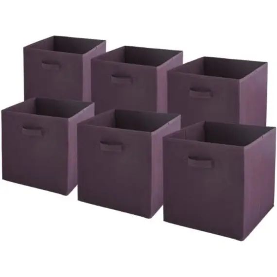 Lot de 6 paniers  pliables en tissu violet 31x31x31cm