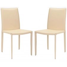Chaise de table en métal et cuir crème (x2)