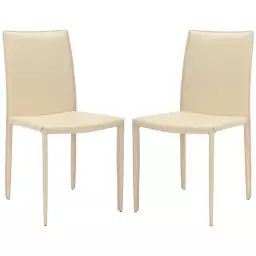 Chaise de table en métal et cuir crème (x2)