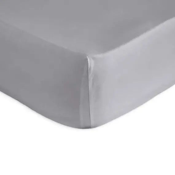 Drap housse en percale de coton PURE 180×200+28 cm gris