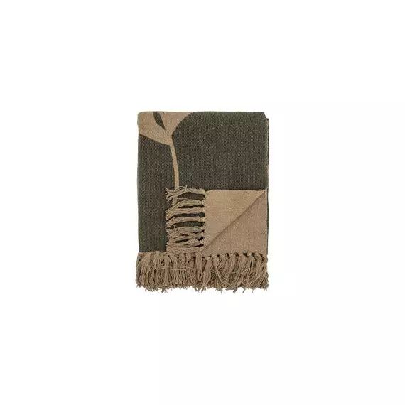 Plaid Plaids en Tissu, Coton recyclé – Couleur Vert – 160 x 130 x 2 cm